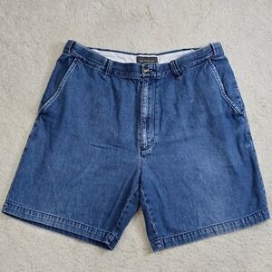 Croft & Barrow Mens Denim Shorts Size 36 Blue Cotton Casual Relaxed